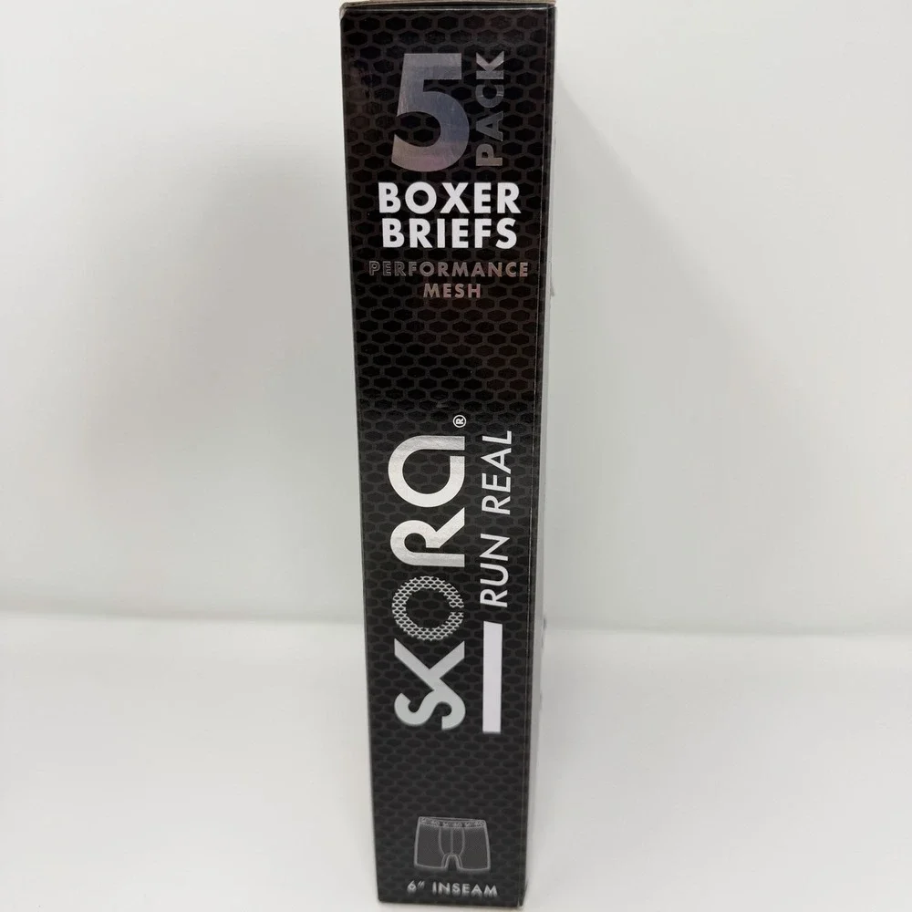 Skora Men's Boxer Briefs 5 pk MEDIUM 32-34 Run Real Performance Mesh NEW